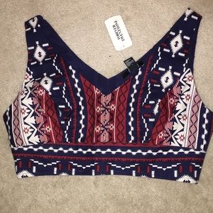 Forever21 red and blue patterned Crop top